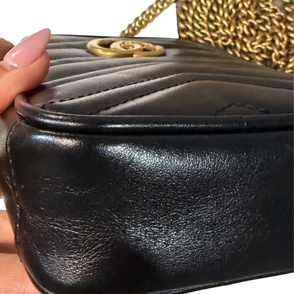 Gucci‎ GG Marmont Vertical Mini Crossbody Bag Black Leather EUC Authentic - Picture 5 of 13
